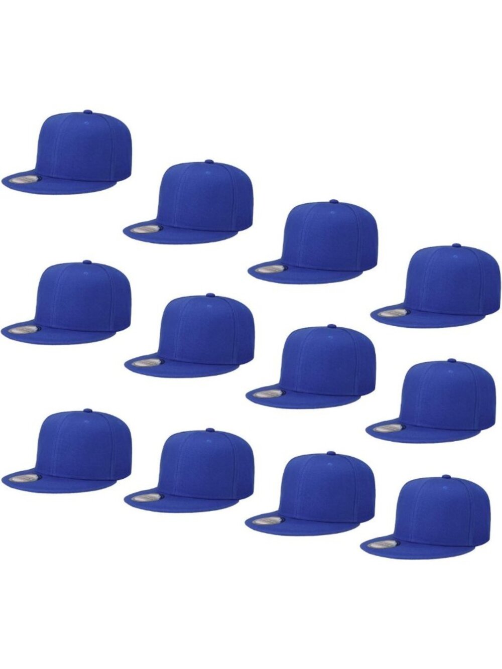 12 Pack Adjustable Snapback Hats - Hip Hop Style Flat Bill Caps, Solid Colors